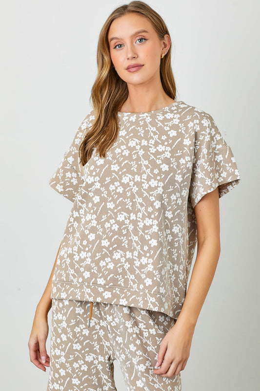 FLORAL KNIT JACQUARD TOP