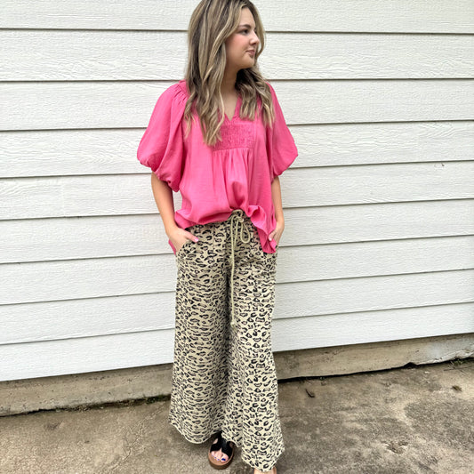 Olive Cheetah Crop Pants