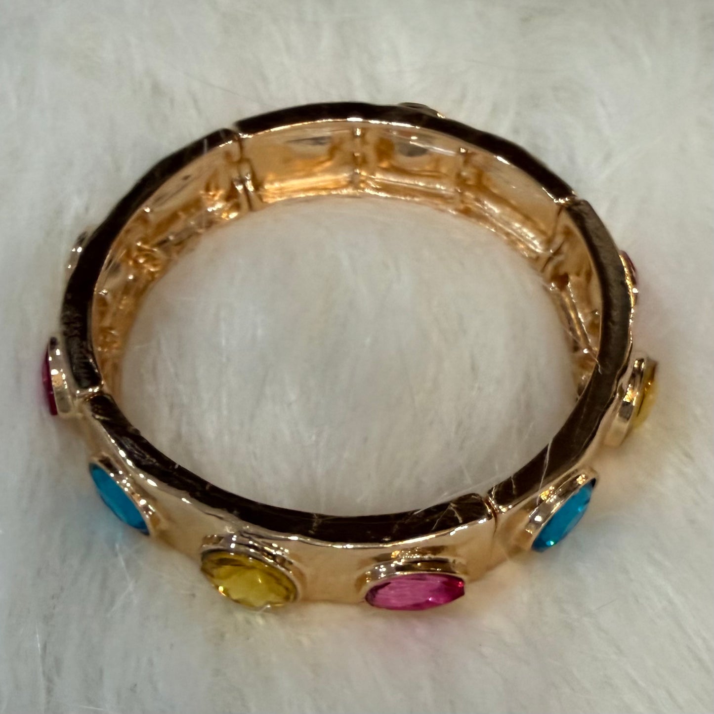 Gold Multicolor Rhinestone Stretch Bracelet