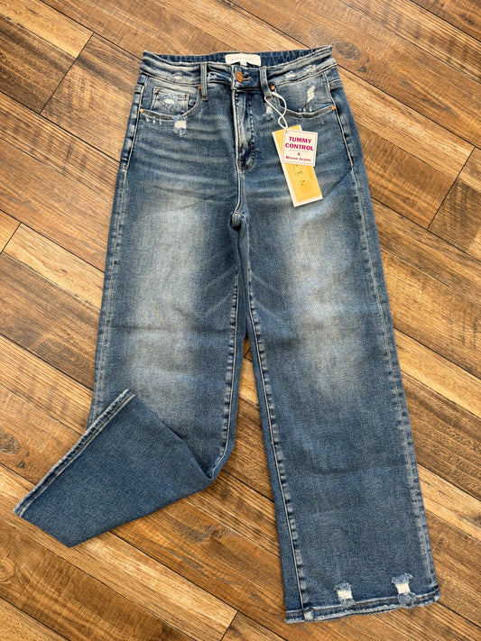 RISEN TC-HI/RISE CROP WIDE JEAN