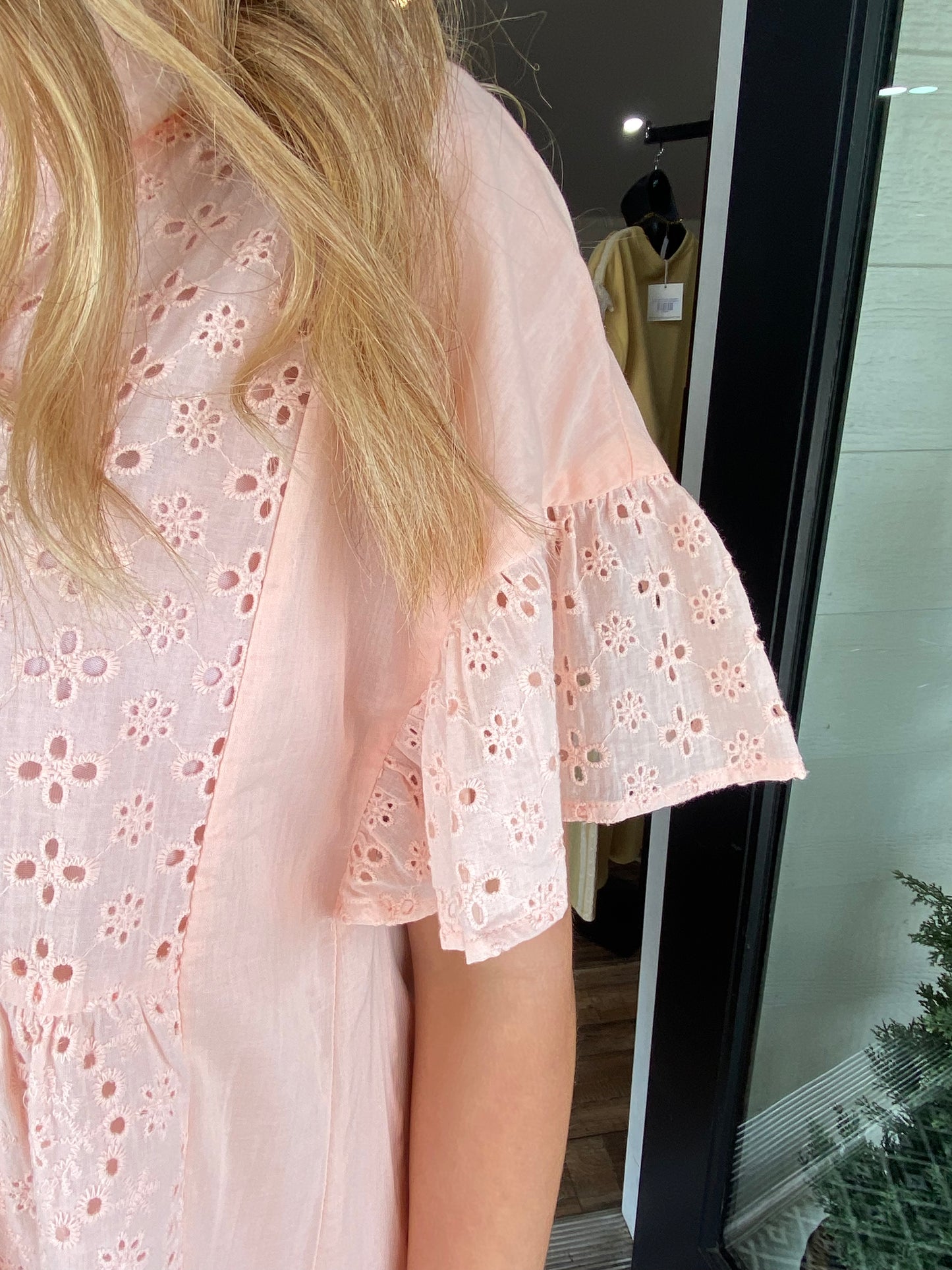 Sweet Eyelet Dress- Blush