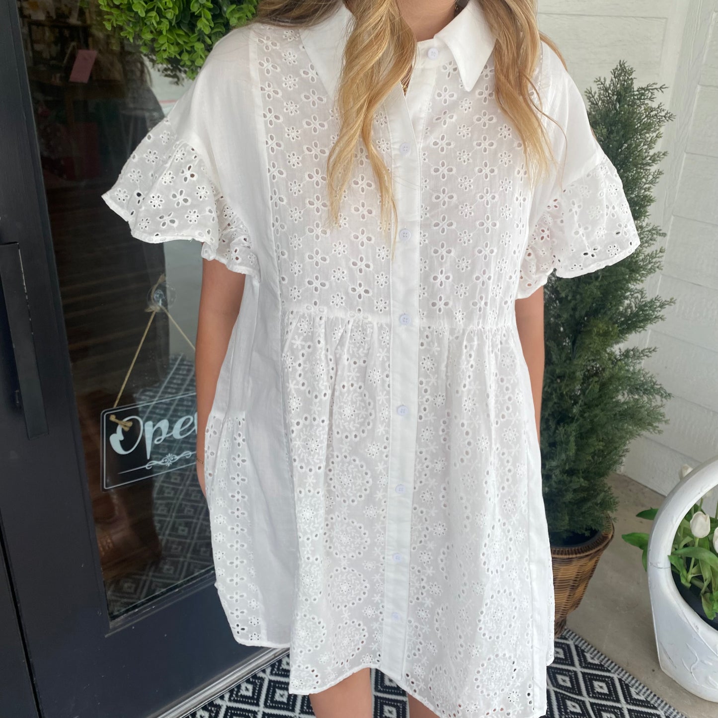 Sweet Eyelet Dress- Ivory