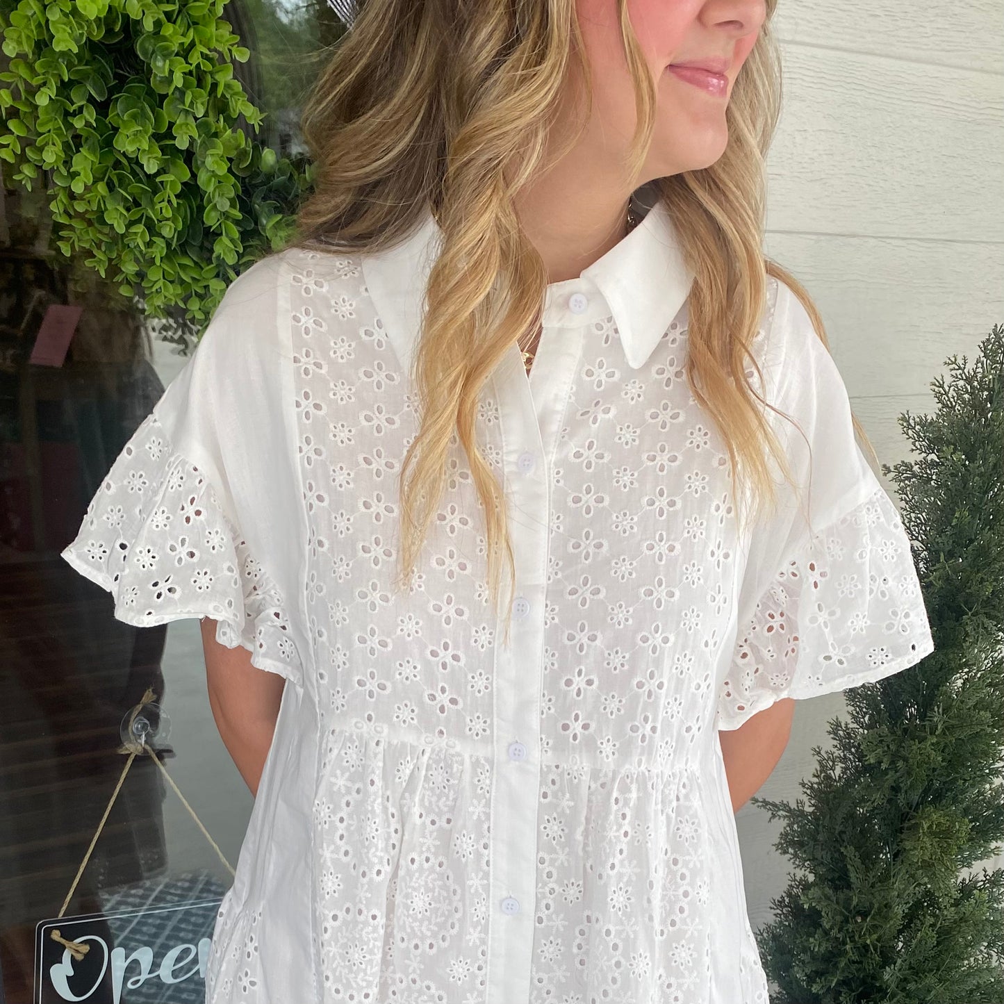 Sweet Eyelet Dress- Ivory