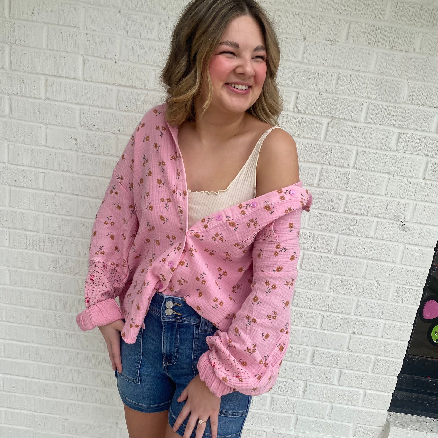 Pink Meadow Button Down