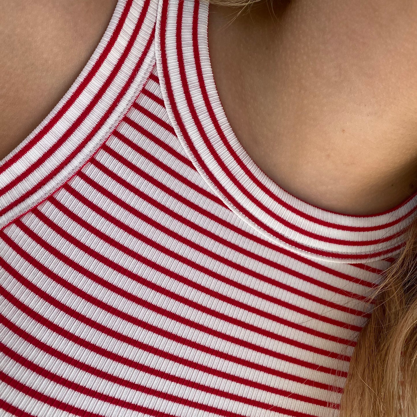 Staple Stripe Tank- Red & Ivory