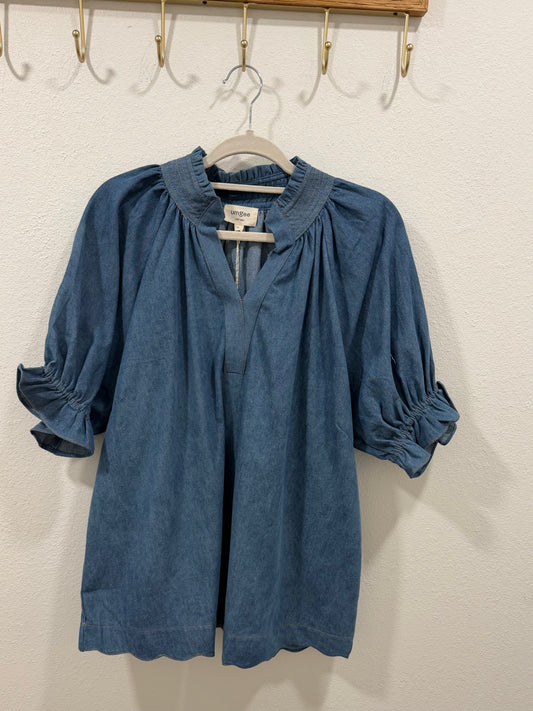 Denim Dreams Scallop Top