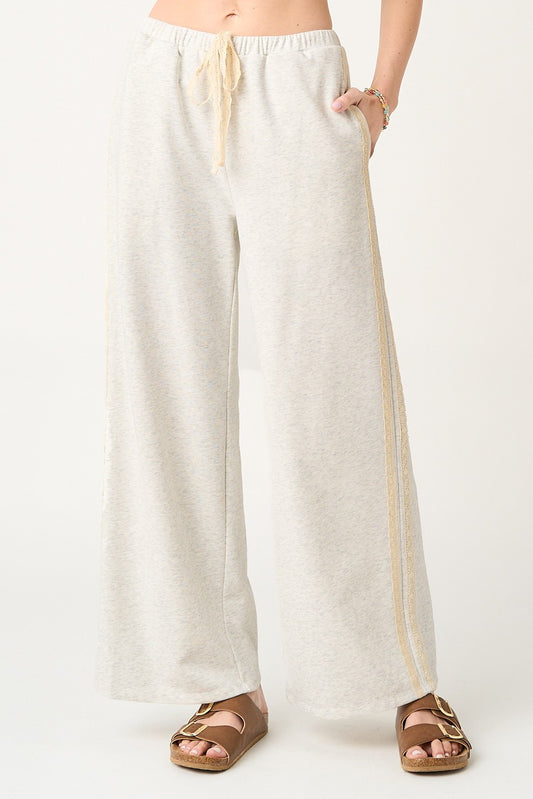Lace & Leisure Pants-Cloud Melange