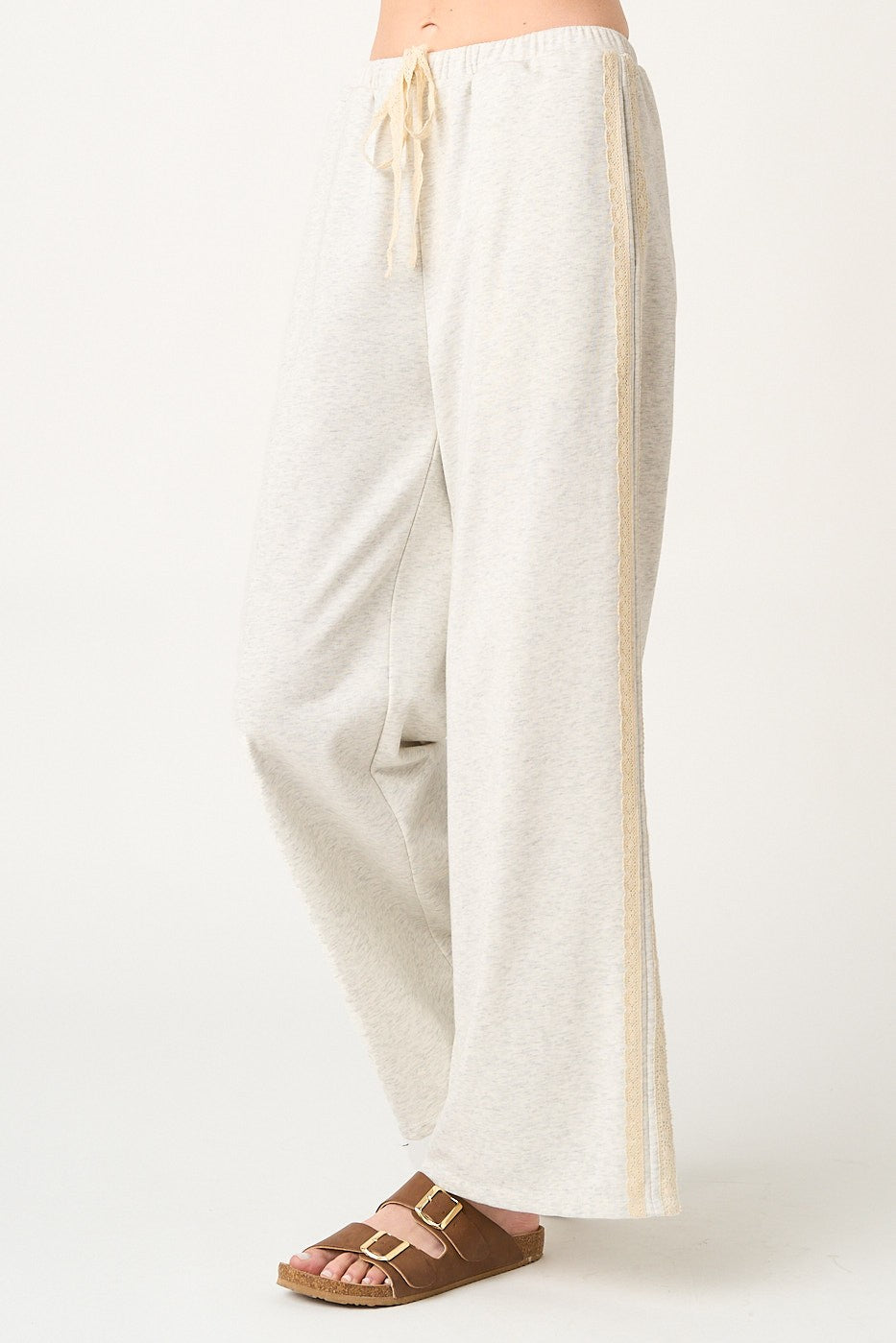 Lace & Leisure Pants-Cloud Melange