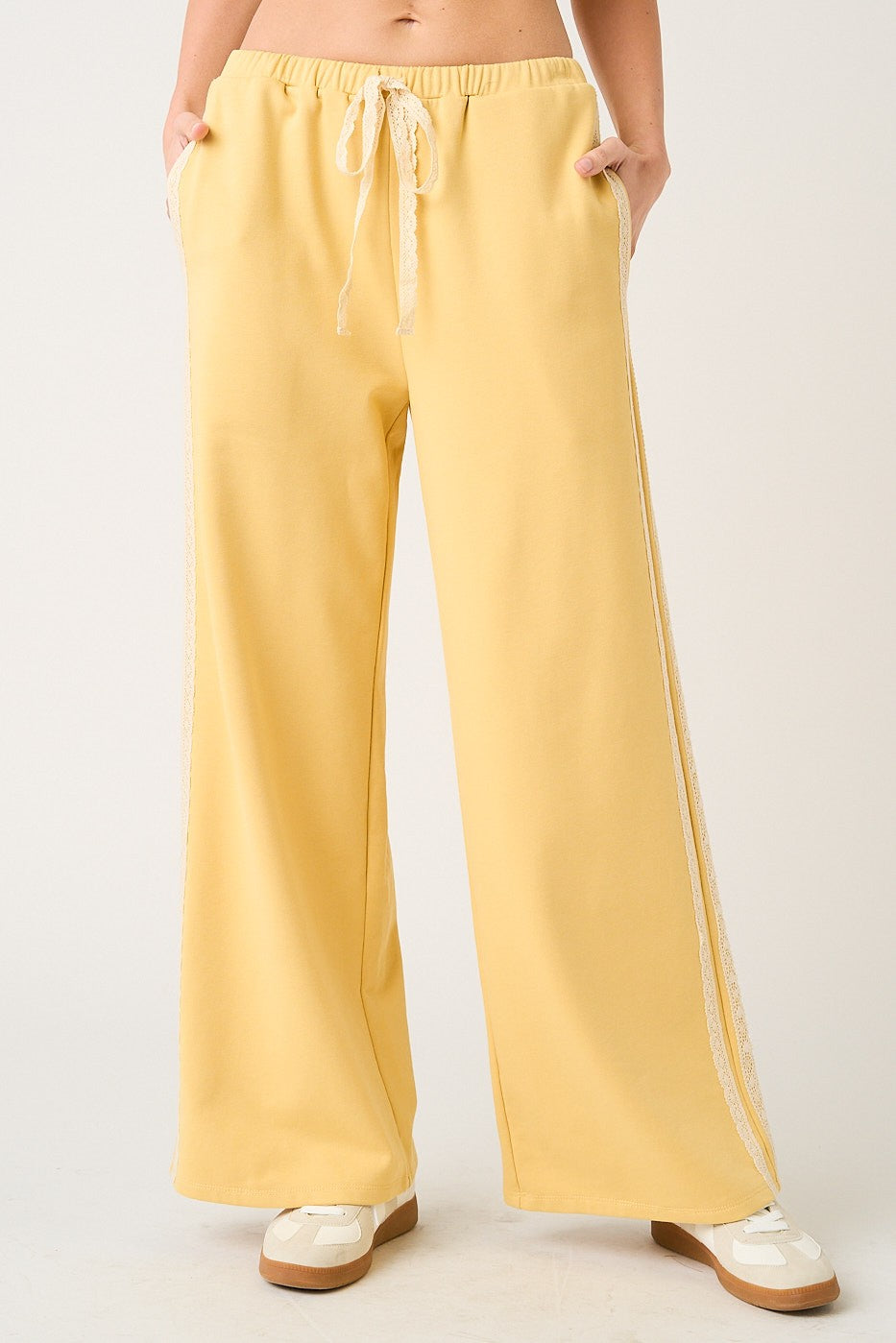 Lace & Leisure Pants-Daisy Yellow