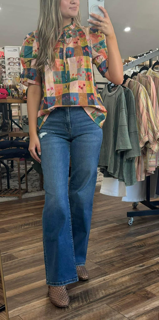 Multicolored Floral Print Blouse