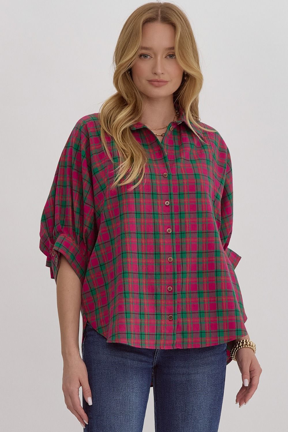 Oversized Plaid Button Down