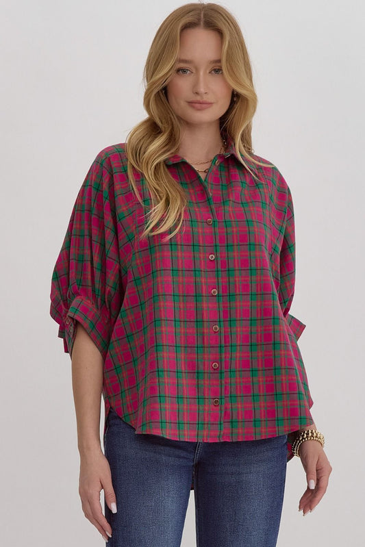 Oversized Plaid Button Down