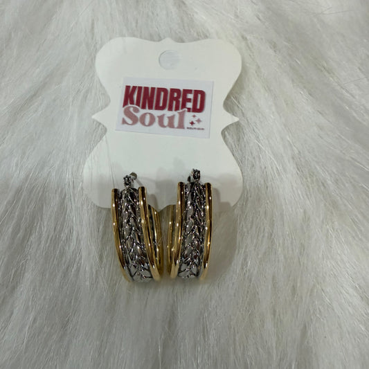 Two-Tone Braided Hoop Earrings