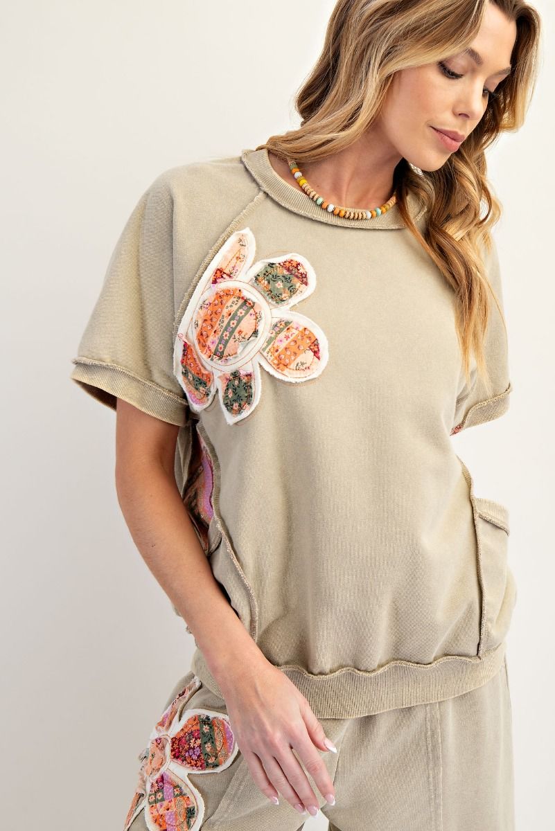 Boho flower patch top
