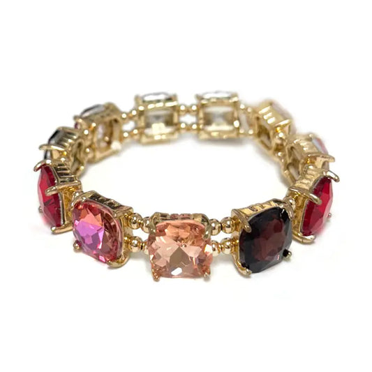 Pink Multi Square Stretch Bracelet