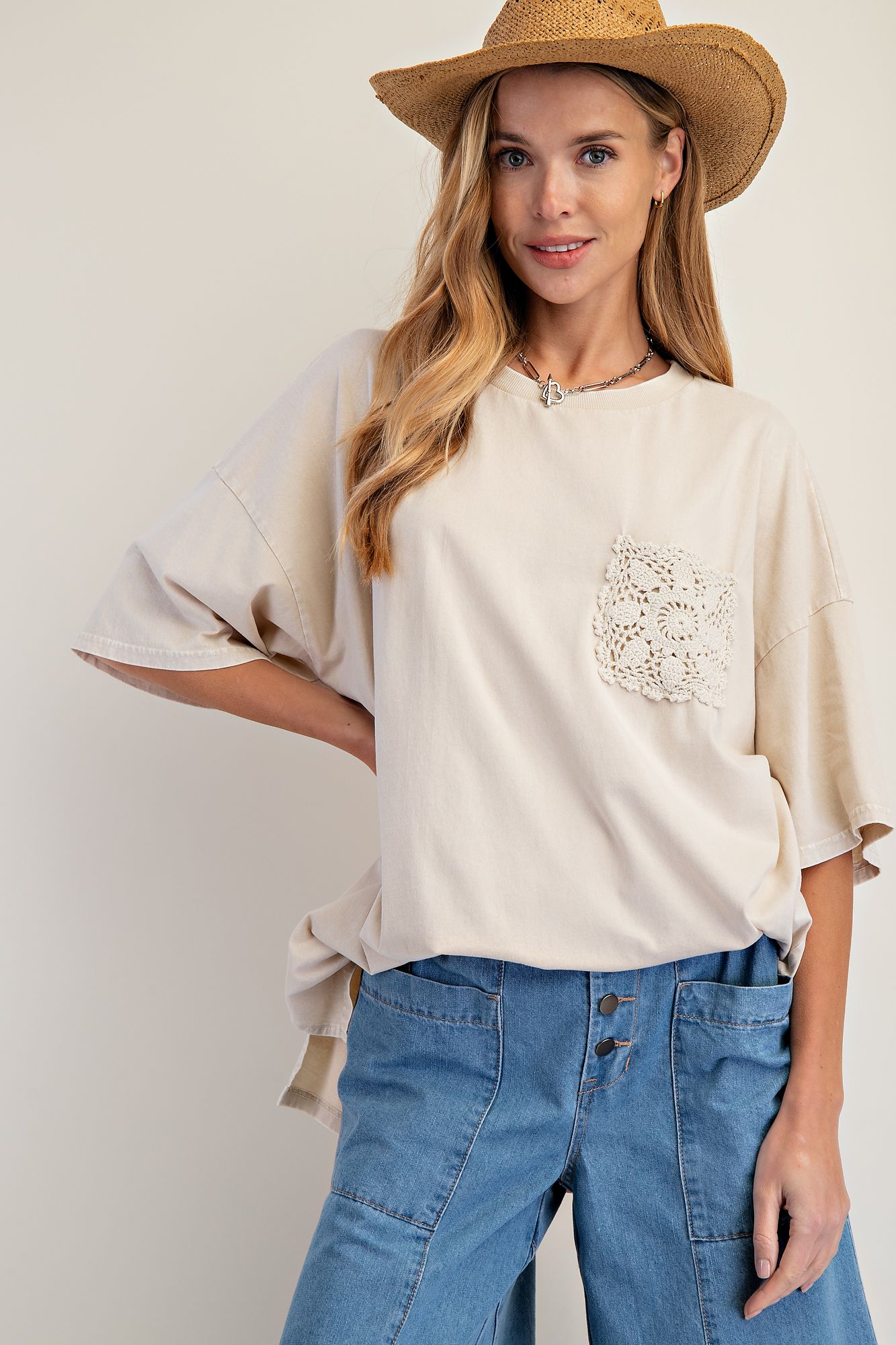 Pocket Drift Top- Lt. Khaki
