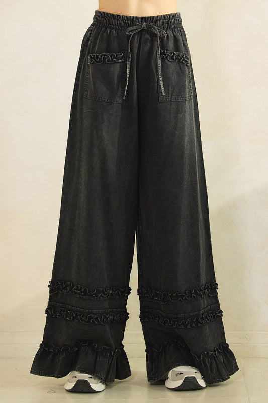 Ruffle Road Pant (Black)