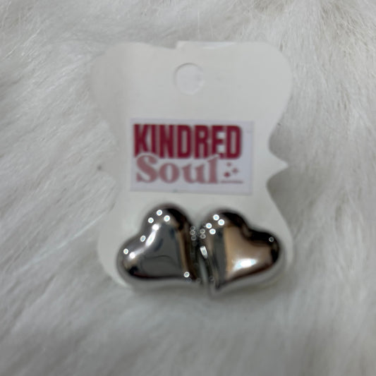 Silver Bubble Heart Stud Earrings