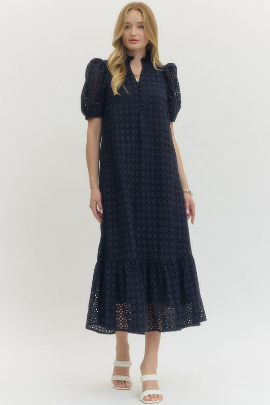 The Sunday Bloom Midi- Navy