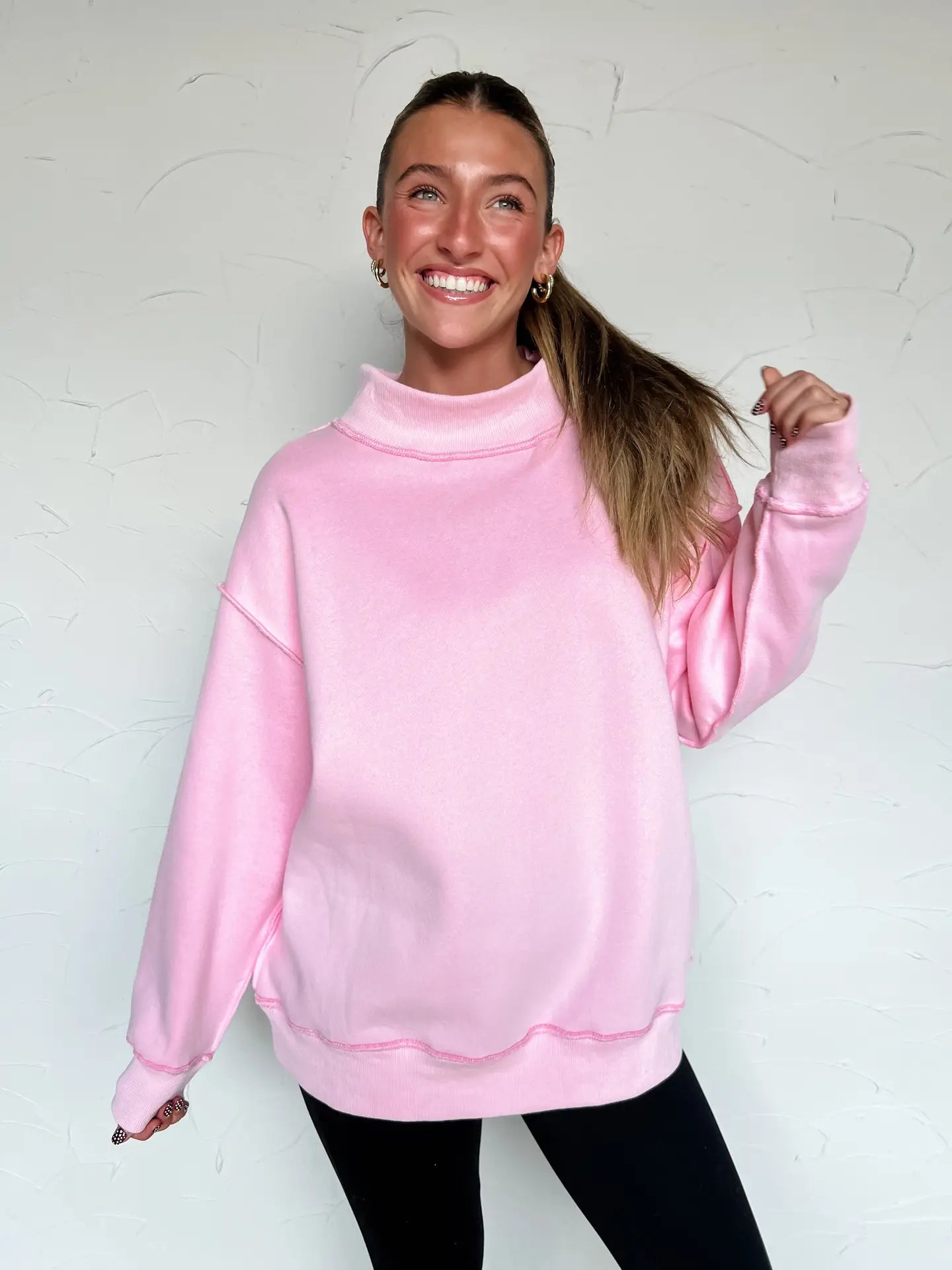 The Sunday Snuggle Sweatshirt- Baby Pink