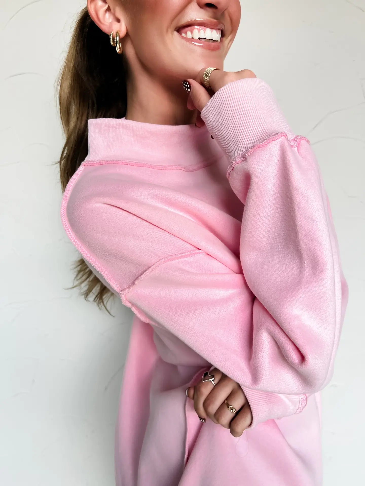 The Sunday Snuggle Sweatshirt- Baby Pink
