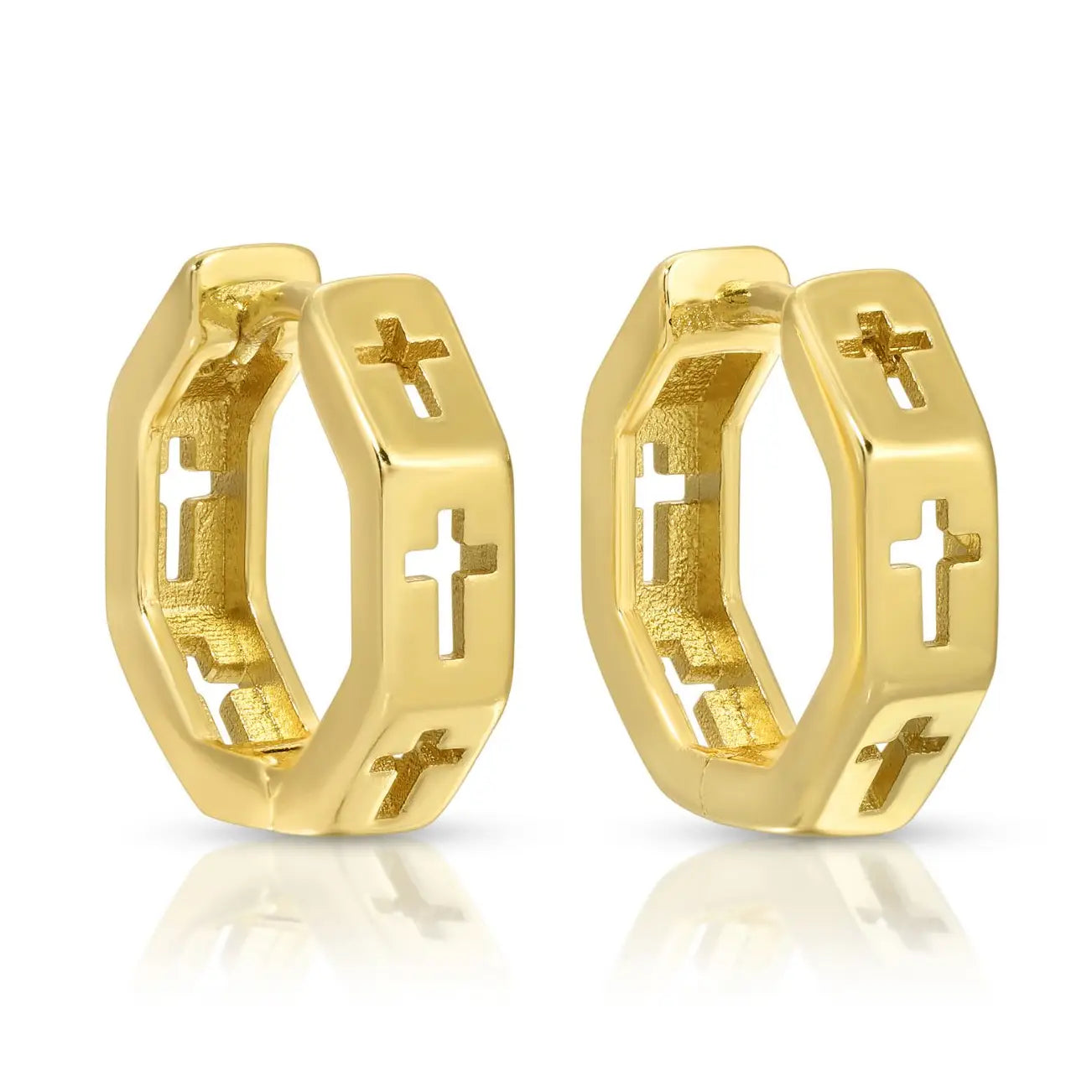 Understated Cross Huggies- Gold