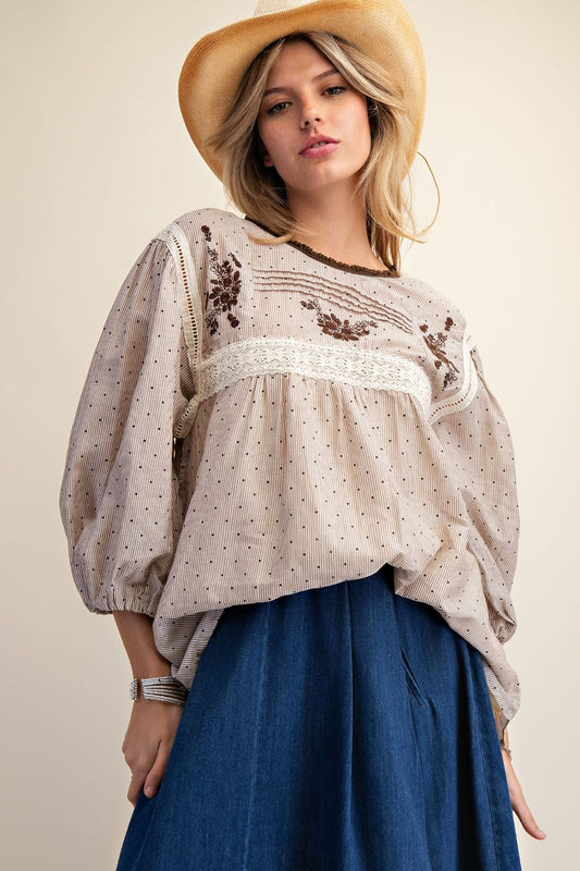 Vintage Inspired Embroidered Blouse
