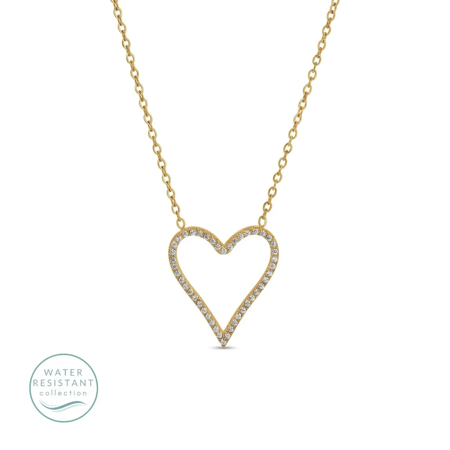 Water Resistant Pave Heart Pendant