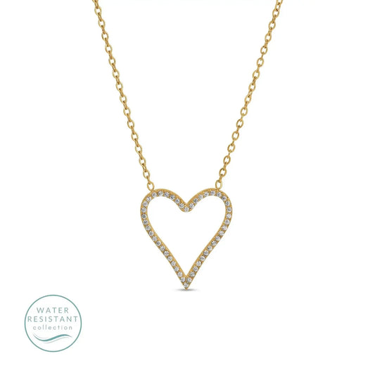 Water Resistant Pave Heart Pendant