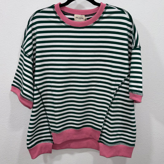 Weekend Stripe Tee- Green/Ivory