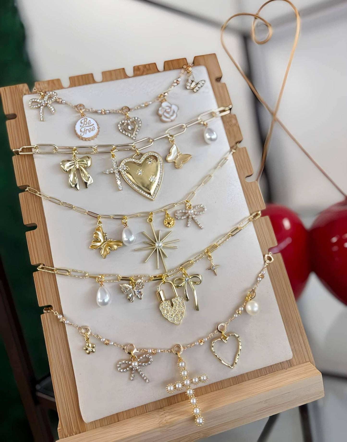 Trendy Gold Everyday Charm Necklace 