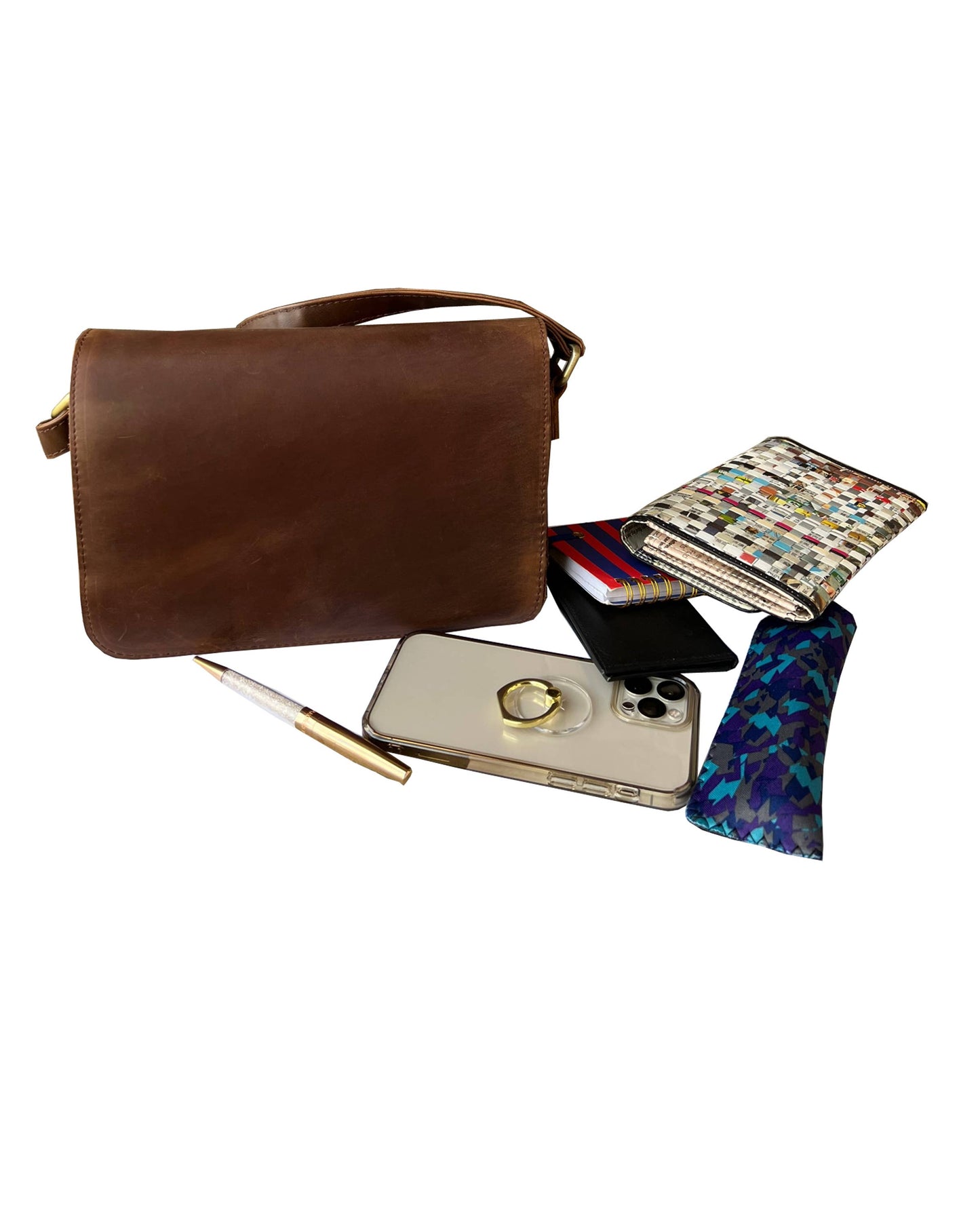 W023 crazy horse genuine leather crossbody