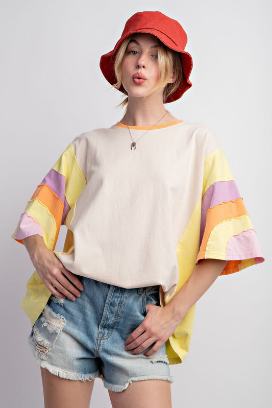 Color Splash Sleeve Top