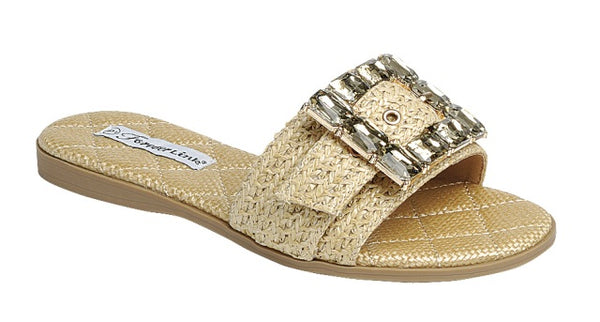 Golden Glam Raffia Sandals