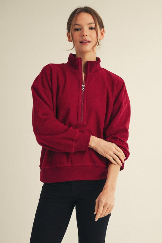 Crimson Cozy Half-Zip