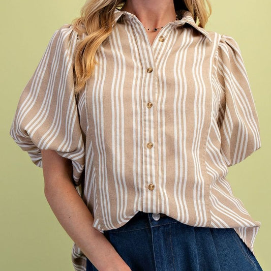 Coastal Breeze Button Blouse