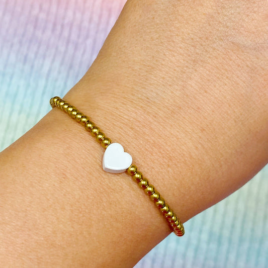 So Very Loved Heart Bracelet: White