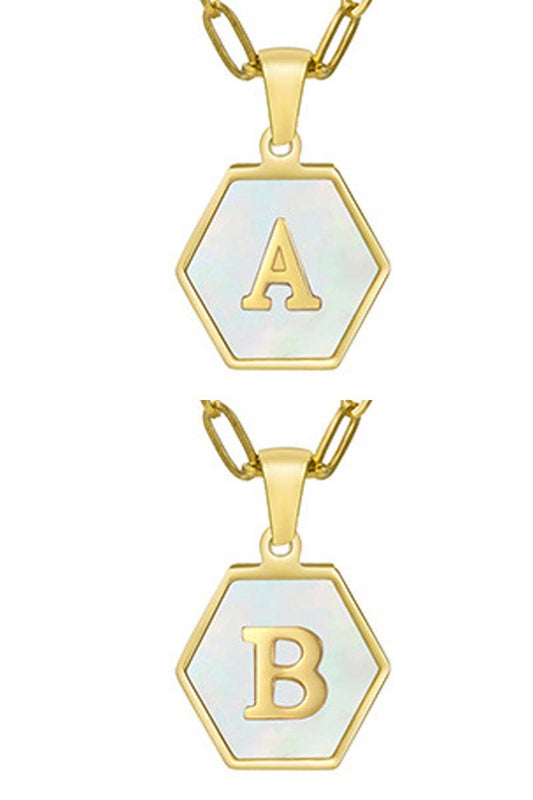 DOUBLE CHAIN HEXAGON INITIALS NECKLACE_CWAJE221