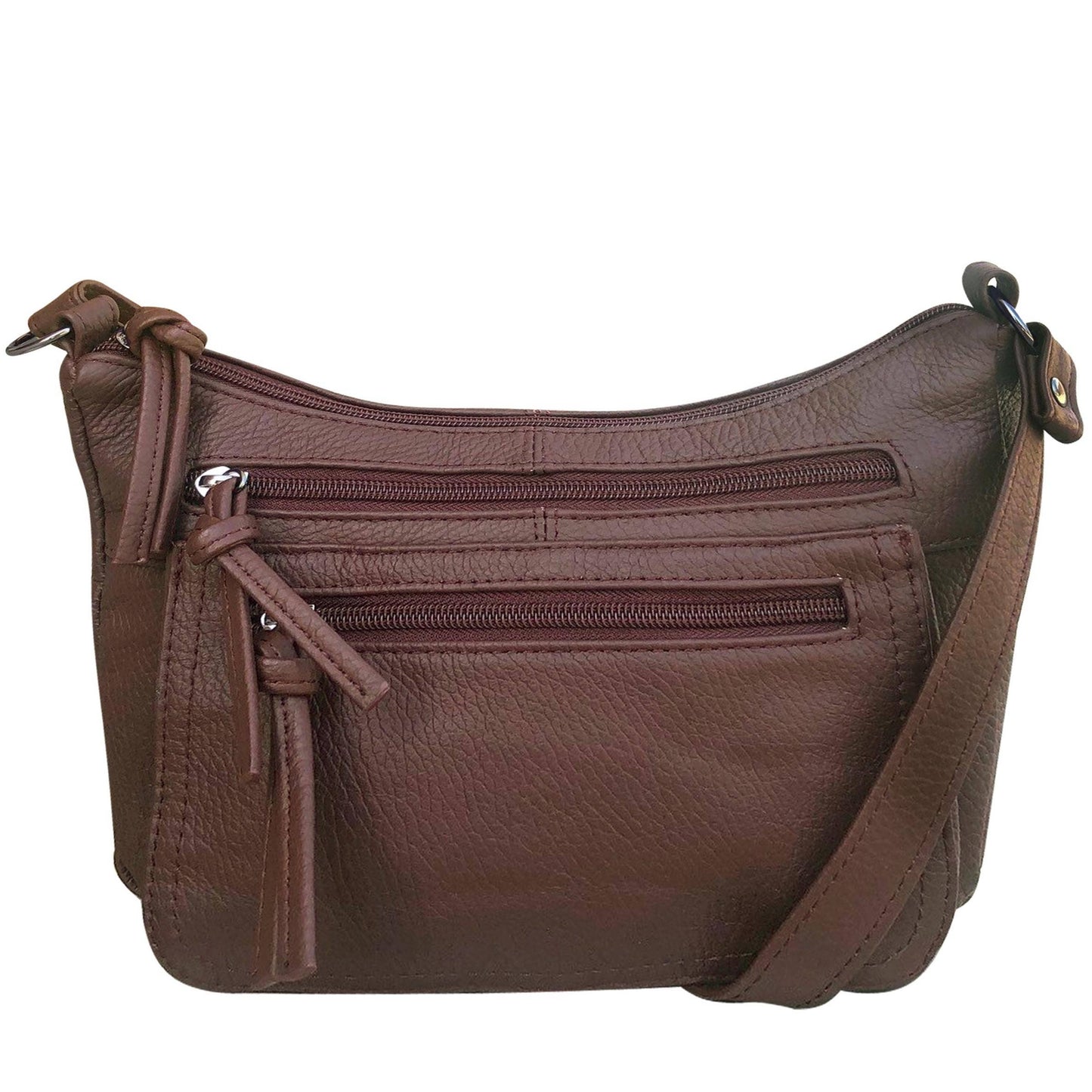 W006 cowhide leather crossbody shoulder bag: Brown