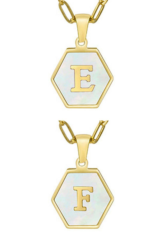 DOUBLE CHAIN HEXAGON INITIALS NECKLACE_CWAJE221